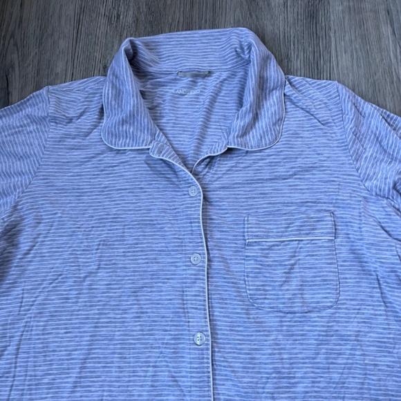 Lands' End Striped Pajama Set 1X 16w-18w grey white long sleeve with pants - Picture 3 of 7